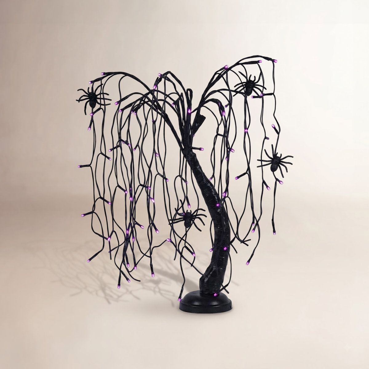 24 Inch Halloween LED Bonsai Tree with Spiders Tabletop Lighted Decoration 2 Foot