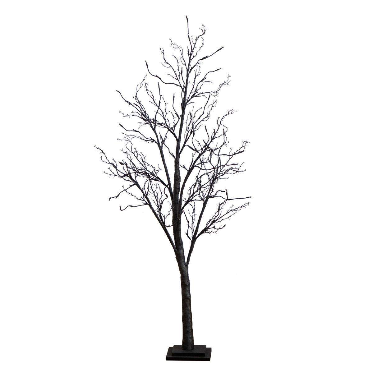 Pre-Lit Halloween Black Twig Artificial Tree with 102 Orange and Purple LED Lights 5 Foot