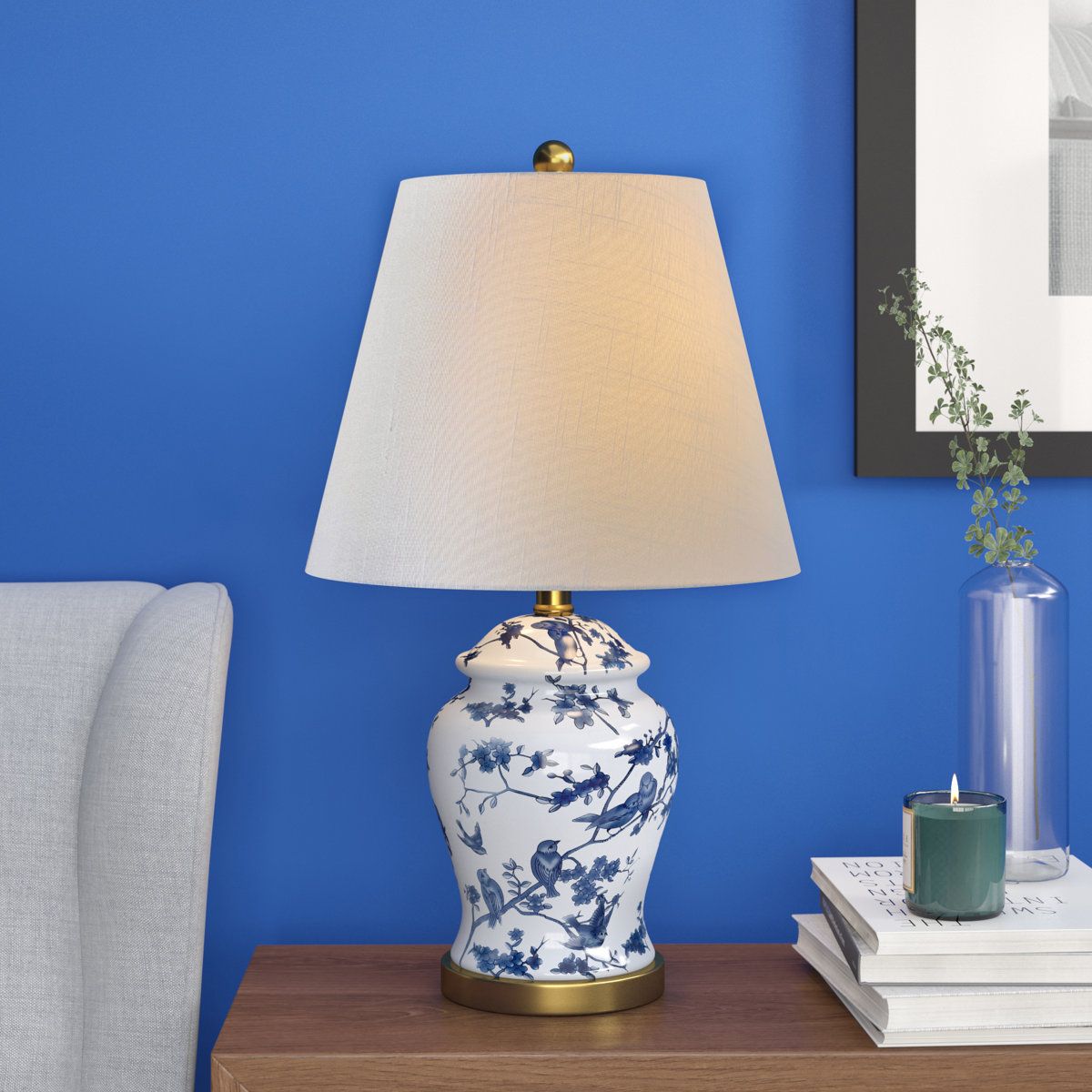 Iron Ginger Jar Traditional Table Lamp with Linen Shade