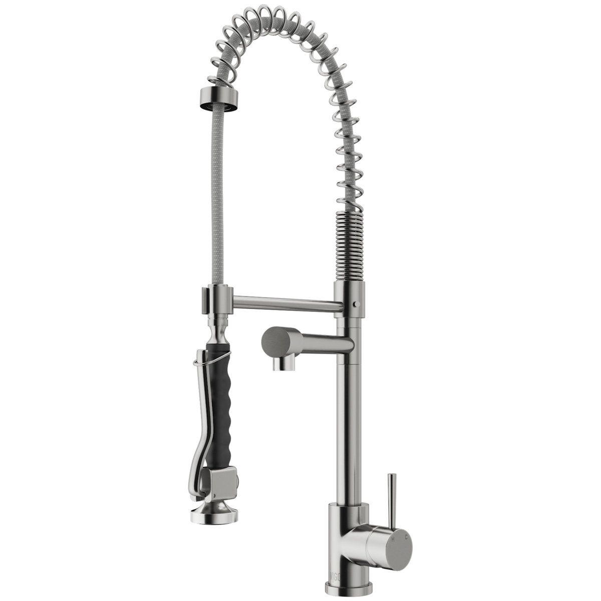 27 Inch High Arc Single Handle Pull Down Kitchen Faucet with Side Pot Filler