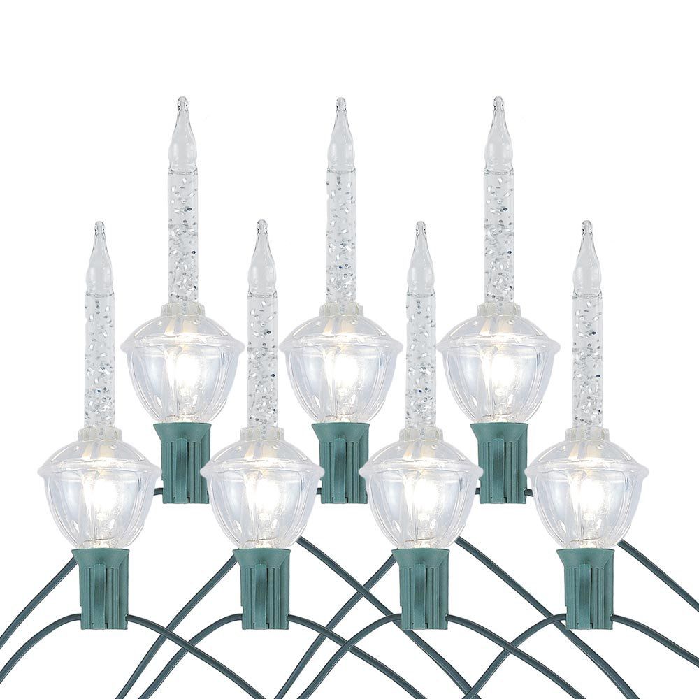 7-Light Christmas Bubble String Lights with Glitter Lamps and Green Cord