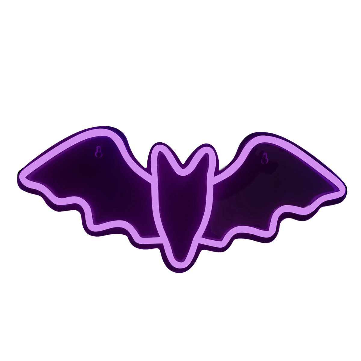Purple LED Bat Halloween Decoration 7-Inch Neon Style Wall Light