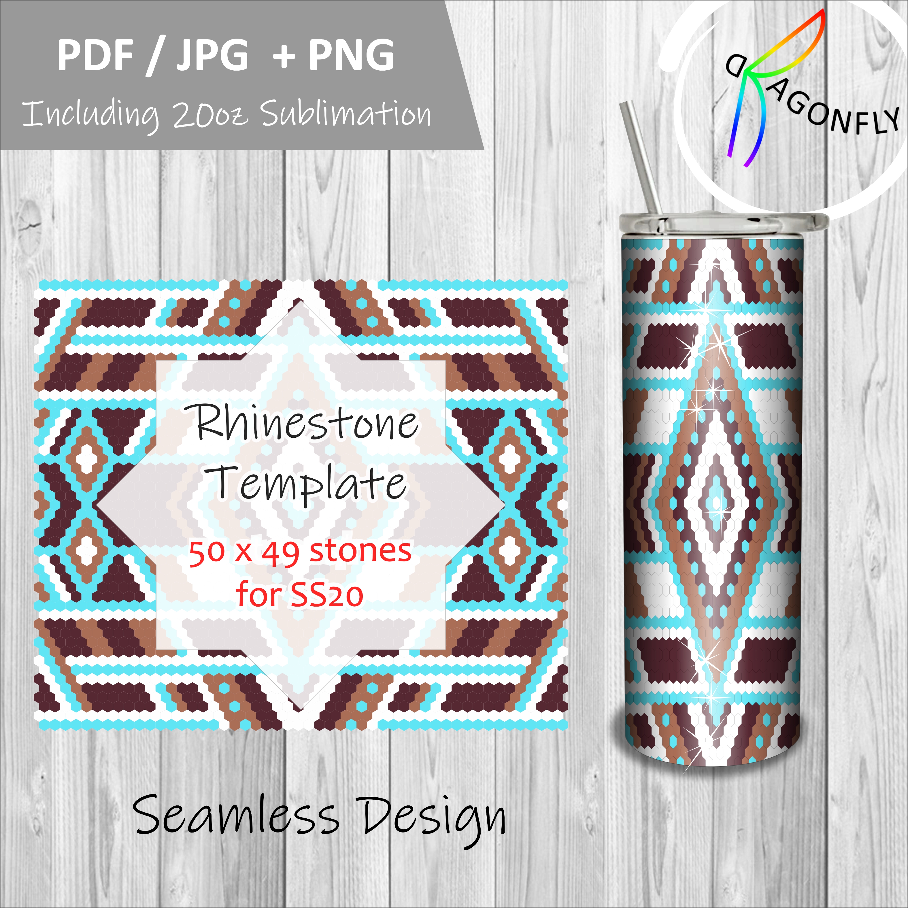Aztec Pattern Frame Stone Aztec Rhinestone Pattern | 20 oz Skinny | 50 Stones Wide | S | Inspire ...