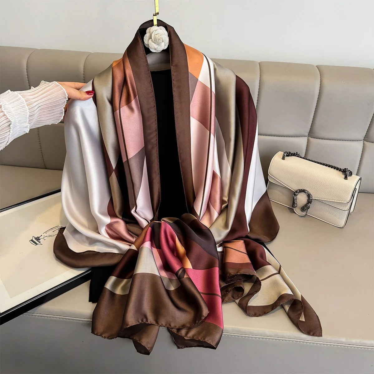 Luxury Silk Feel Hijab and Summer Beach Scarf