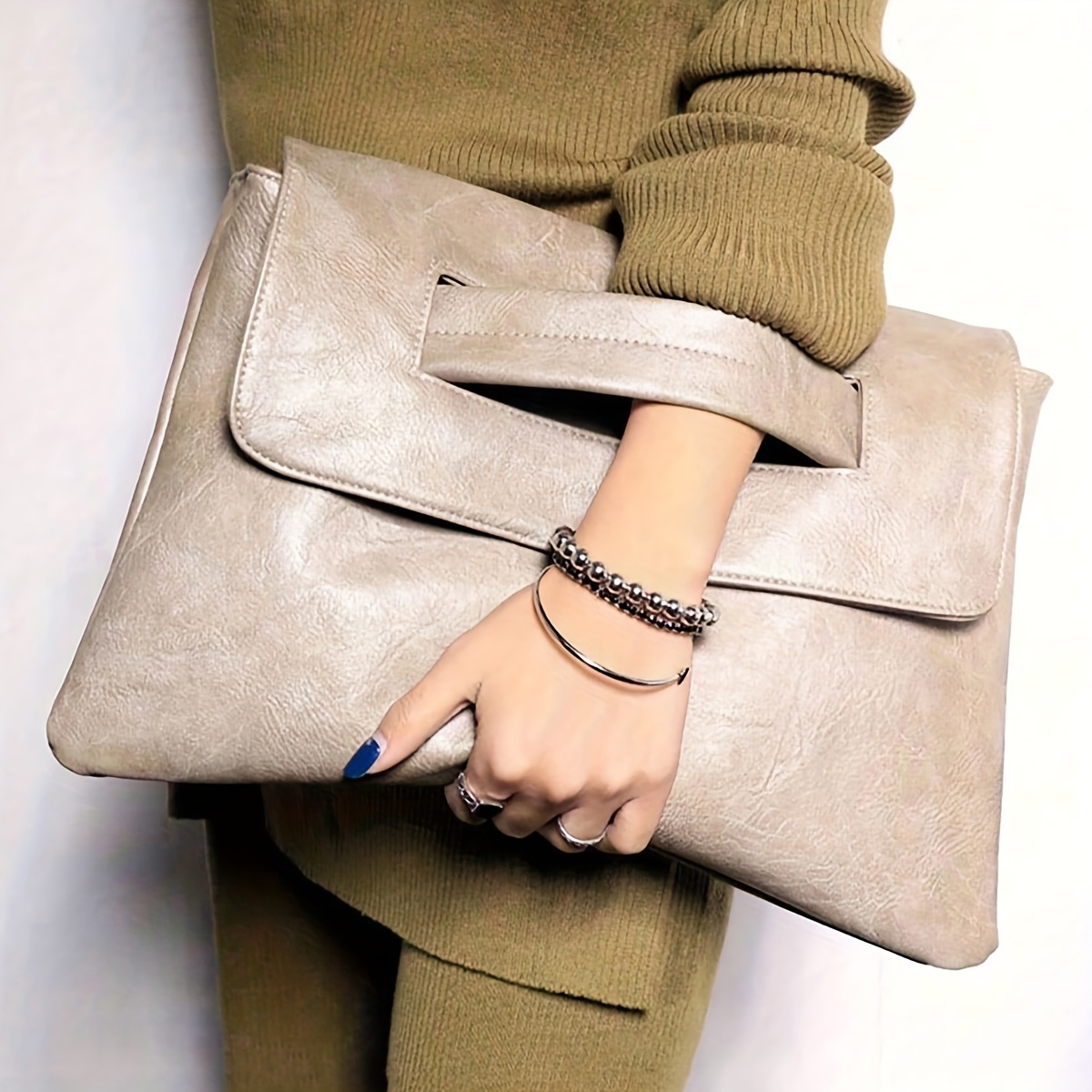 Vintage PU Leather Evening Clutch Bag