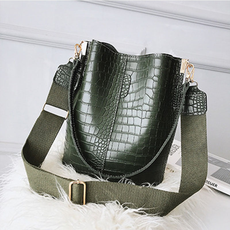 Designer Crocodile Crossbody Bag Large Capacity PU Leather Handbag