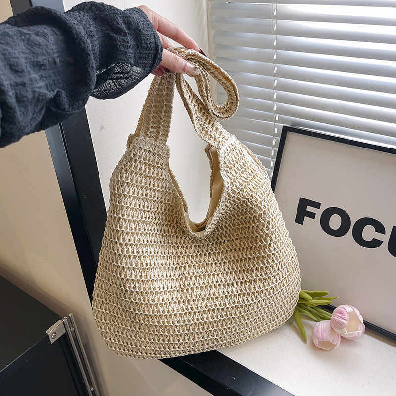 Homefish Large Capacity rattan straw woven tote bag for Women Summer Casual beach shoulder handbag
