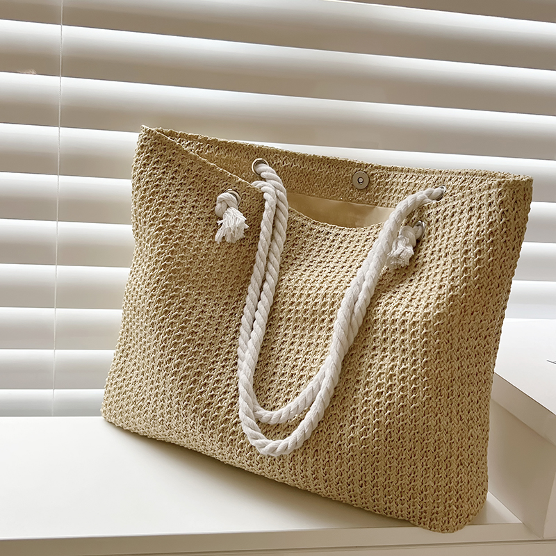 Handmade Woven Straw Beach Tote and Summer Shoulder Bag
