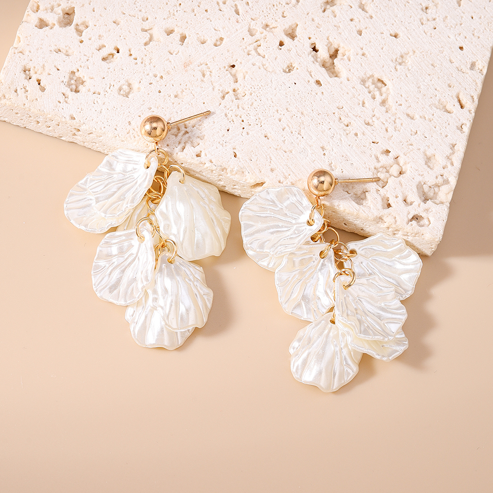 Aihua Fashion White Shell Summer Beach Dangle Earrings for Women and Girls