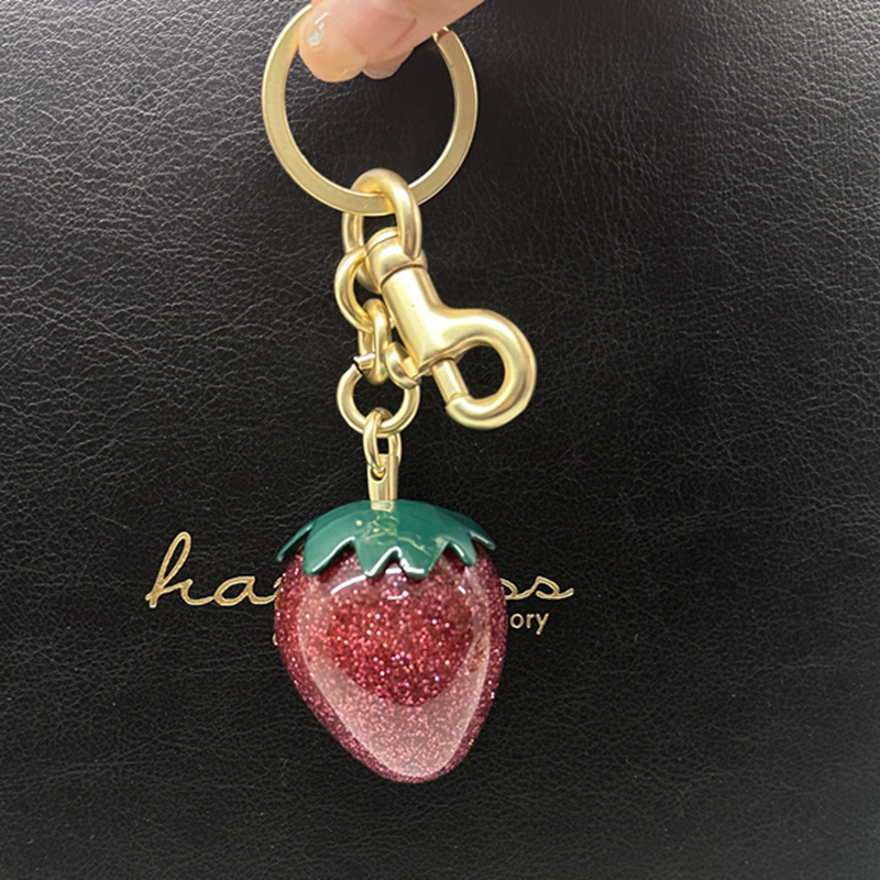 Red Crystal Strawberry Pendant Decoration for Coach Handbag