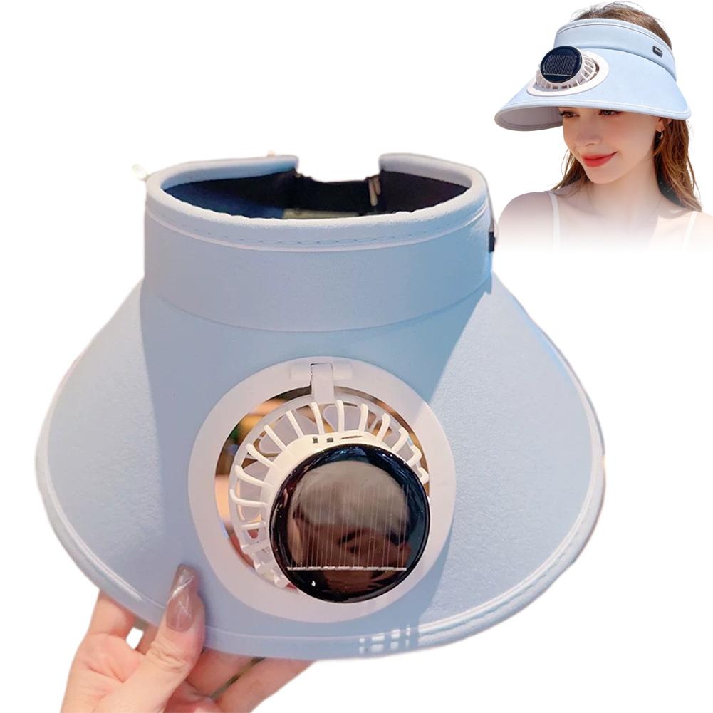 Adjustable Wide Brim Solar Fan Sun Hat for Outdoor Cooling