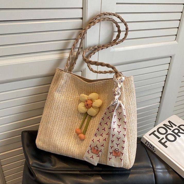Summer Straw Beach Tote Bag Large Capacity Casual Woven Handbag
