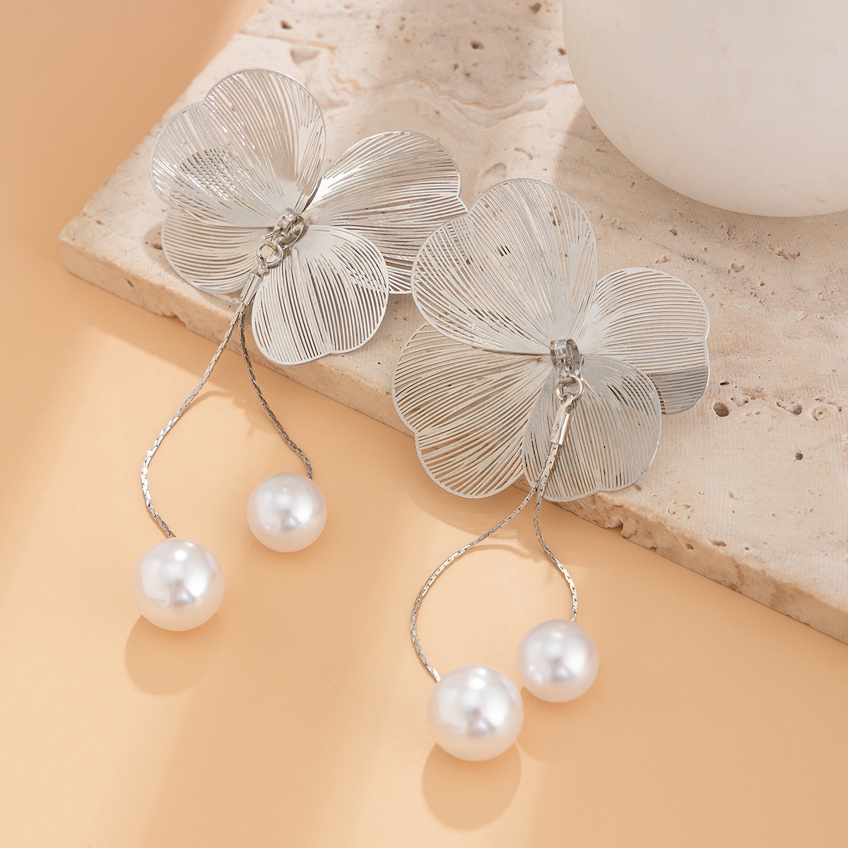 Long Tassel Drop Earrings with Imitation Pearl Earrings for Wedding Jewelry