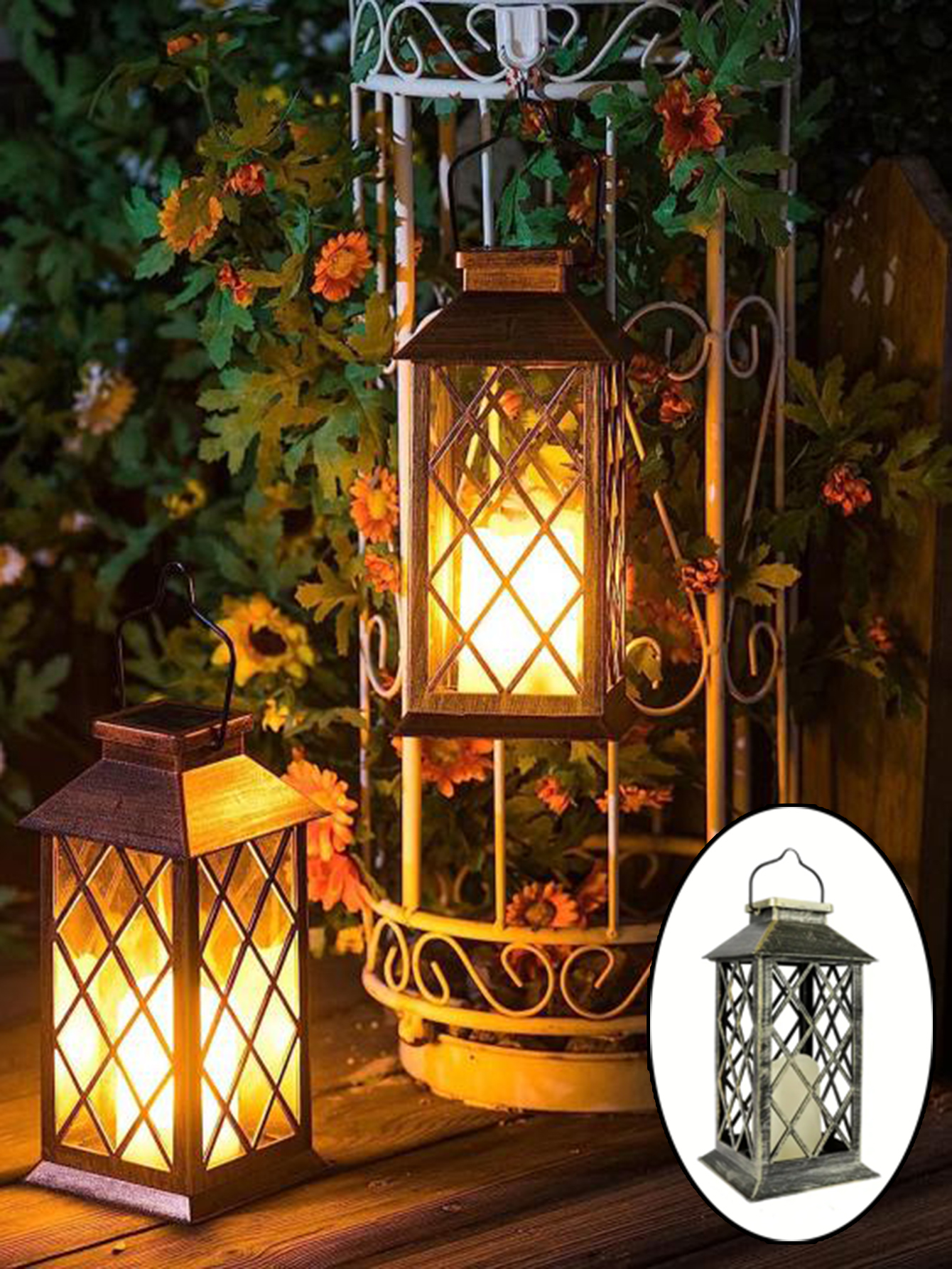 Solar Powered Hanging Lamp with Flickering Flameless Candle Light, Waterproof LED for Lawn, Patio, Table Outdoor Use