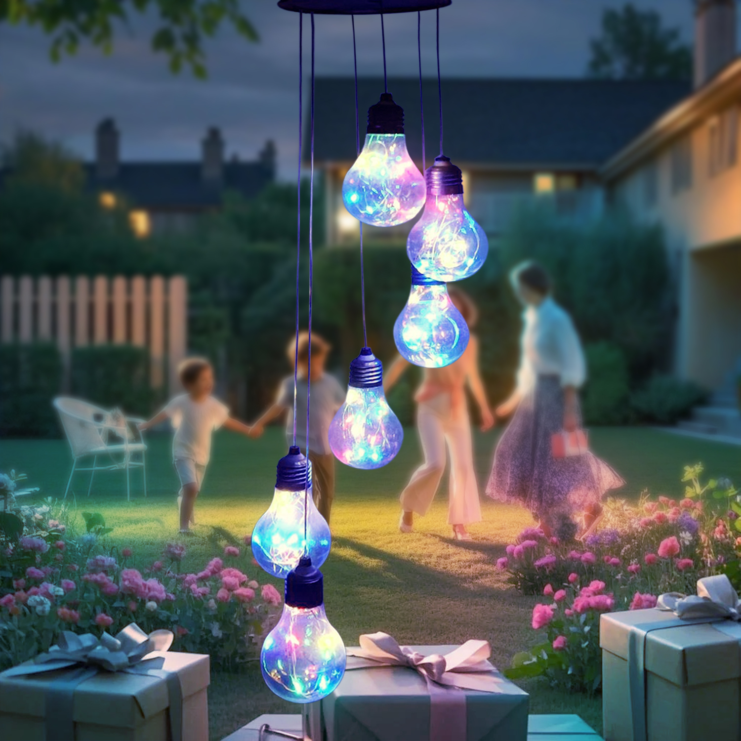 Solar Bulb Wind Chime Light for Garden, Party and Balcony