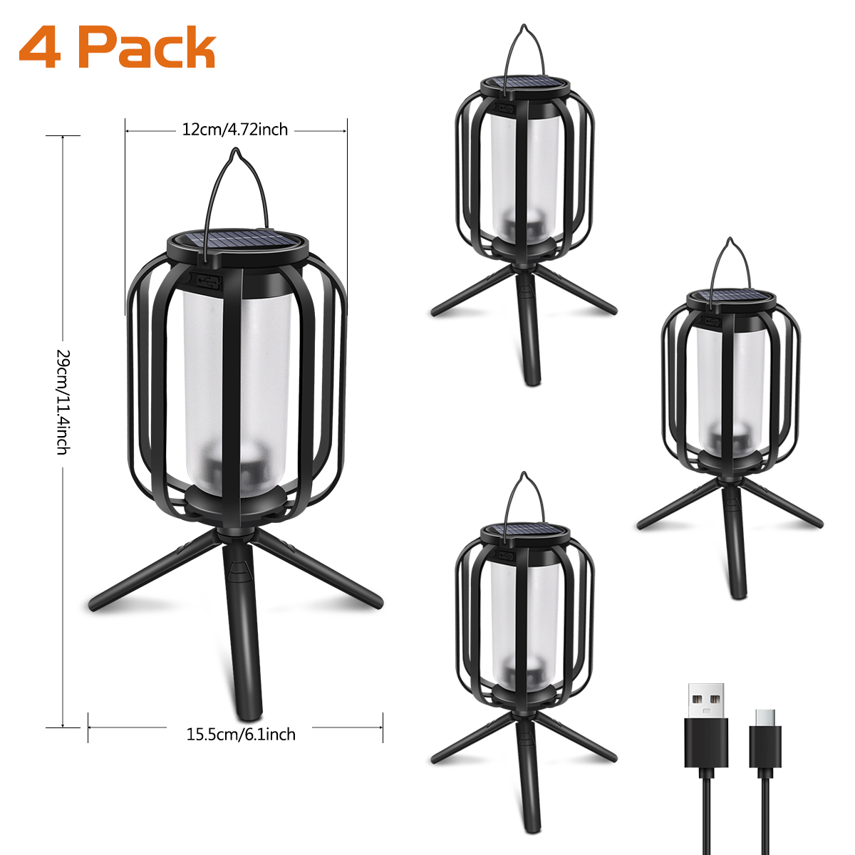 Waterproof Solar Lanterns Outdoor Hanging Lights, Dual Charging Flame Lamp, Christmas Garden Yard Decorative Lantern