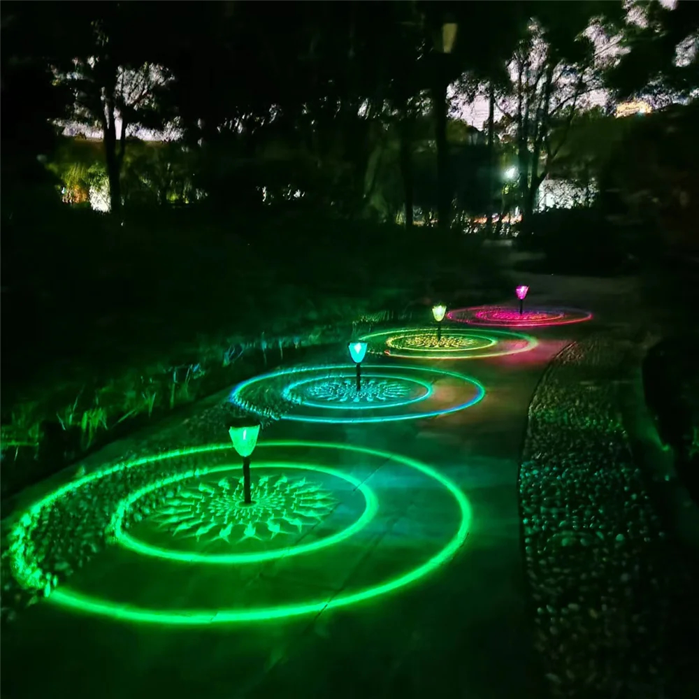 Solar Pathway Lights Outdoor Waterproof, Round Lighting Pattern for Yard, Garden Path, Walkway Decor