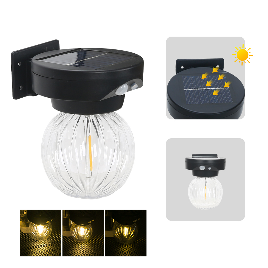 Outdoor LED Super Bright Solar Tungsten Bulb Light Household Waterproof Human Sensing Courtyard Wall Lamp Lighting Street Lamp