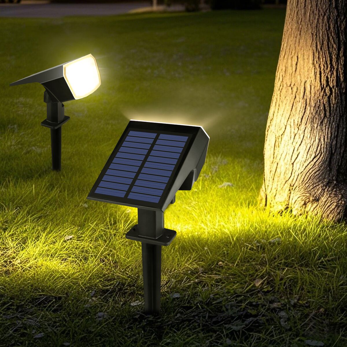 Waterproof Garden Landscape Lawn Solar Spotlight, 3 Modes Dimmable Outdoor Lights for Patio, Driveway, Walkway, Yard