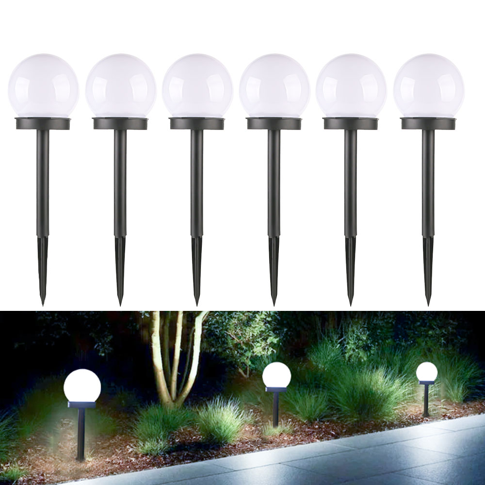 Outdoor Solar LED Garden Round Ball Bulb Light, Waterproof Lawn Landscape Lamp, Ground Plug Decorative Villa Lantern