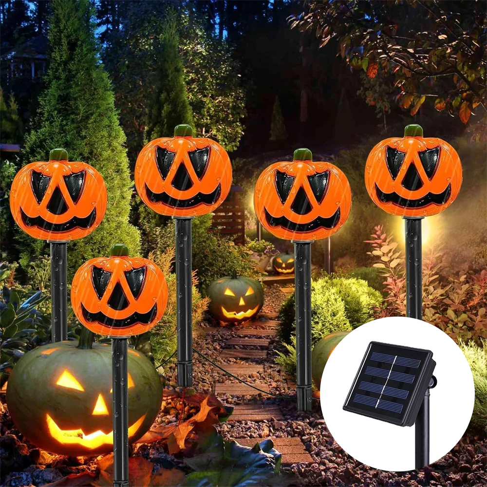 Halloween Decorative Torch Outdoor Solar Lights Pumpkin Lamp, Waterproof  Floor Mounted Lawn Garden Courtyard Lanterns, image size:1000x1000