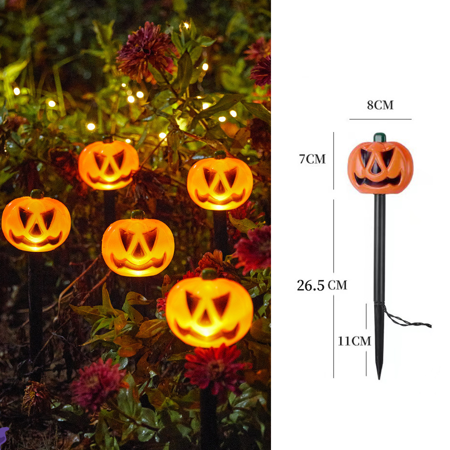 Halloween Decorative Torch Outdoor Solar Lights Pumpkin Lamp, Waterproof Floor Mounted Lawn Garden Courtyard Lanterns