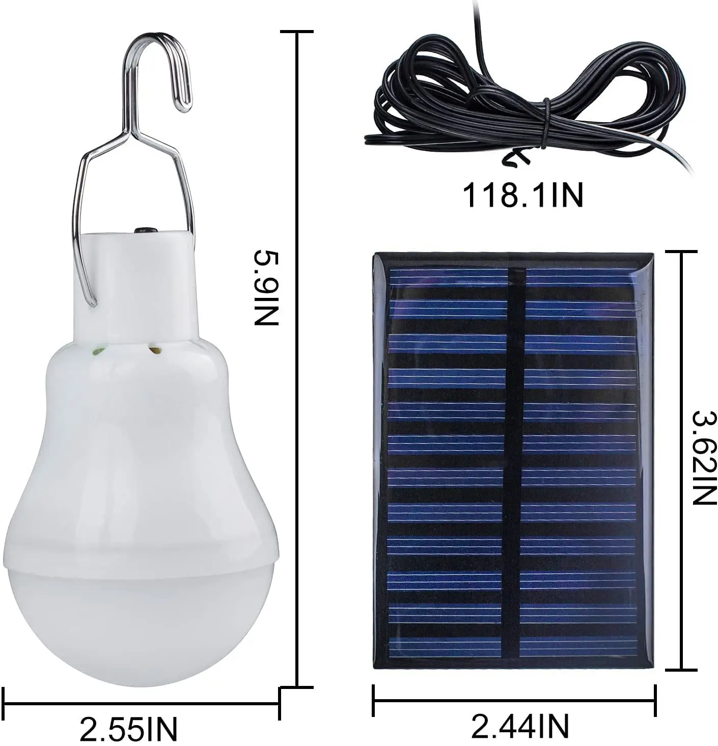 Waterproof LED Solar Bulb Light Outdoor USB Charged Hanging Emergency Lamp, Portable Sunlight Powered Indoor Lighting