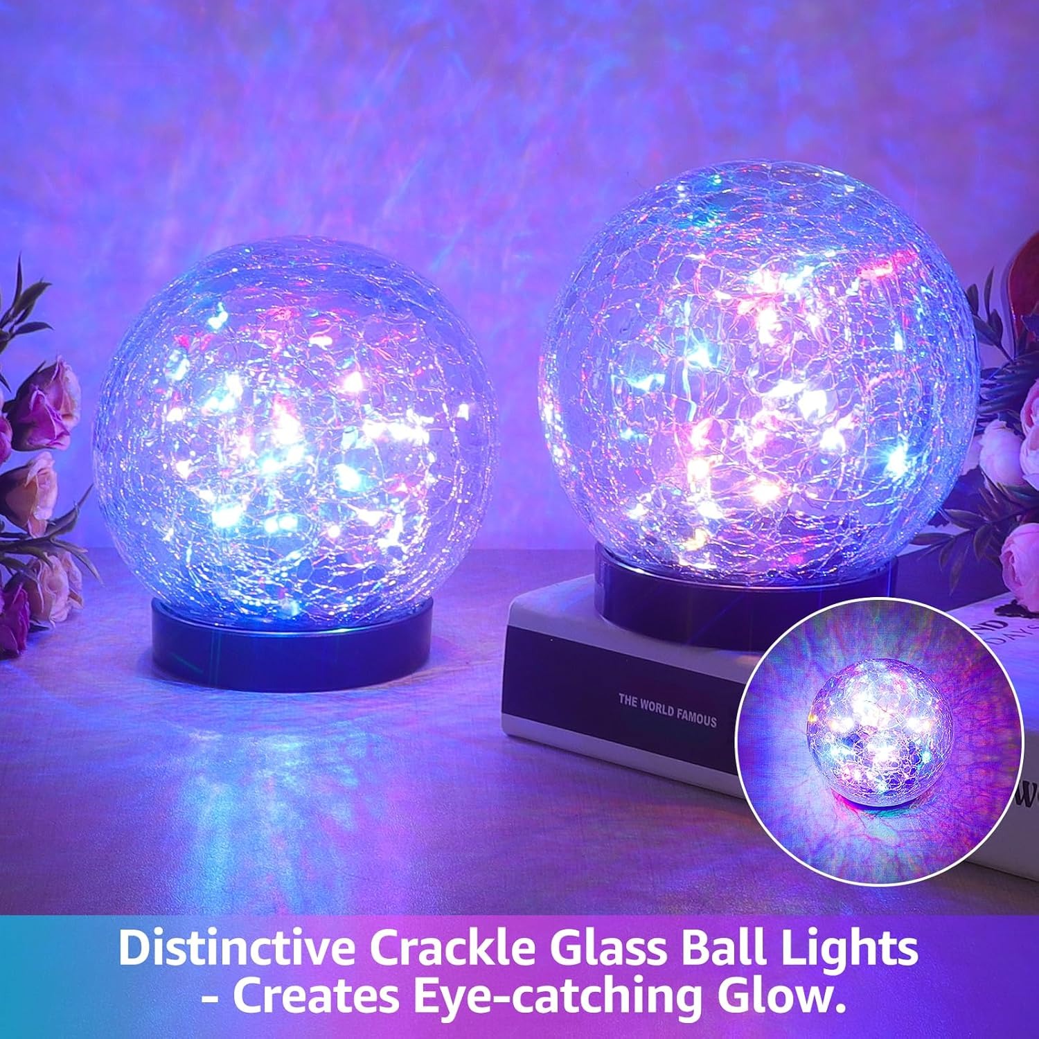 Solar Cracked Ice Ball Light 10cm Garden Globe LED Stake | Inspire