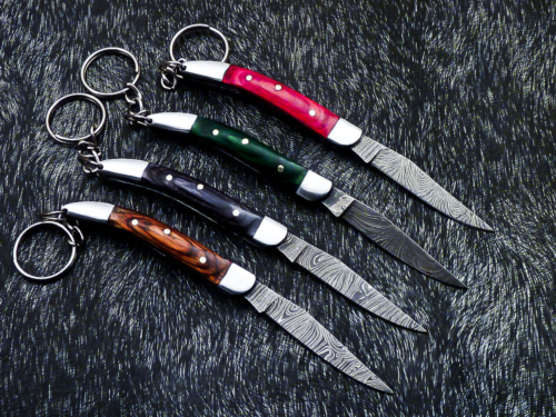 85 Custom Hand-Forged Damascus Steel Pocket Folding Keychain | Inspire ...
