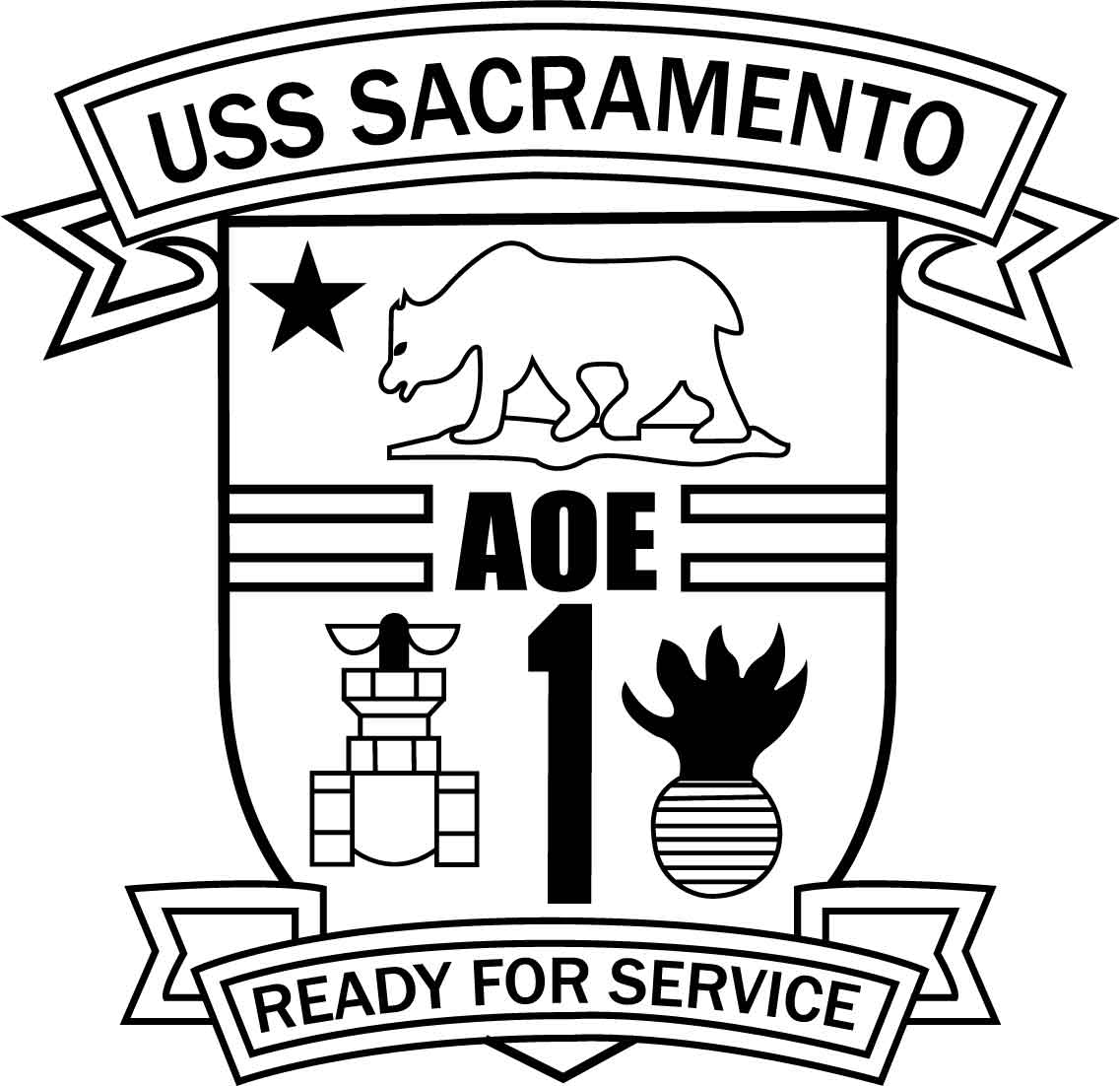 Vector Uss USS SACRAMENTO AOE-1 U.S NAVY SHIP PATCH VECTOR FILE Black w | Inspire ...