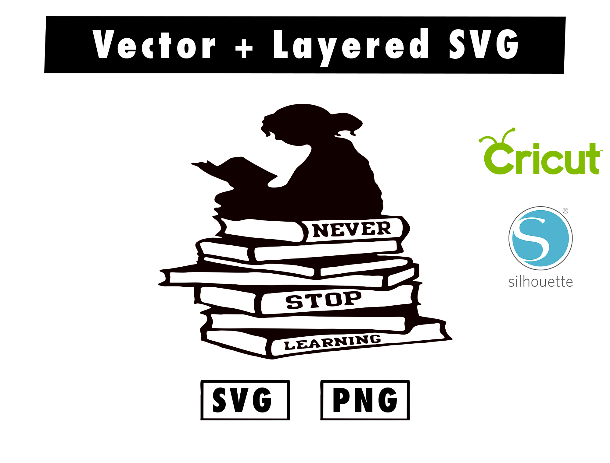 Never stop learning svg and png files for cricut machine , a - Inspire ...