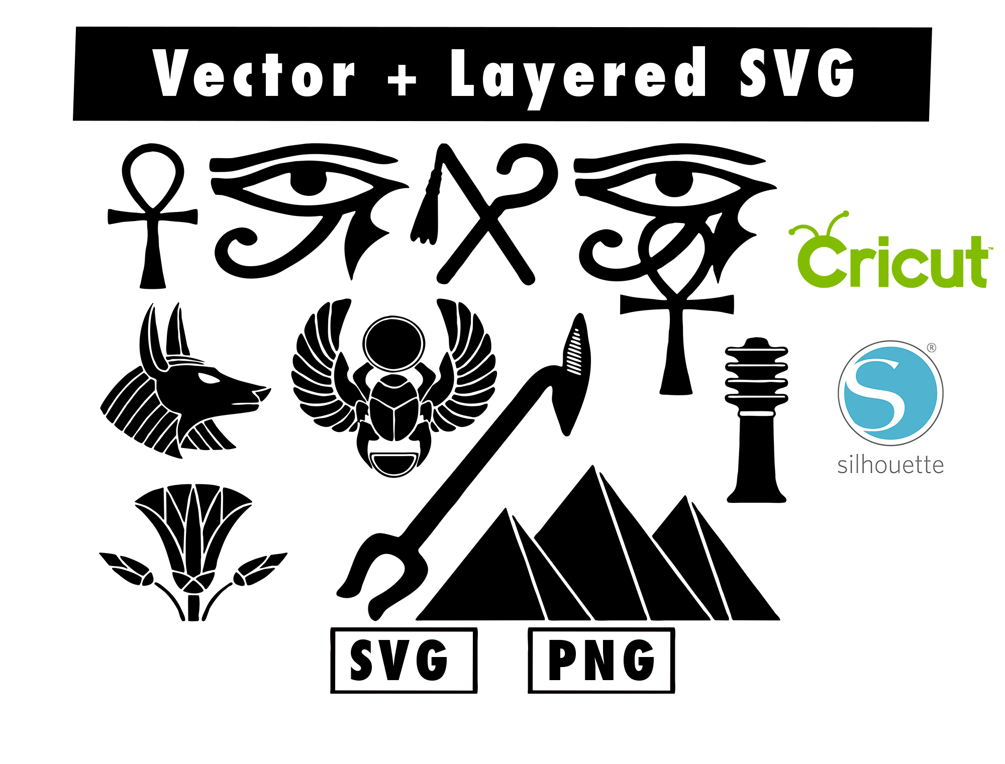 Egyptian Stencil Reusable Ancient svg and png files for cri | Inspire ...