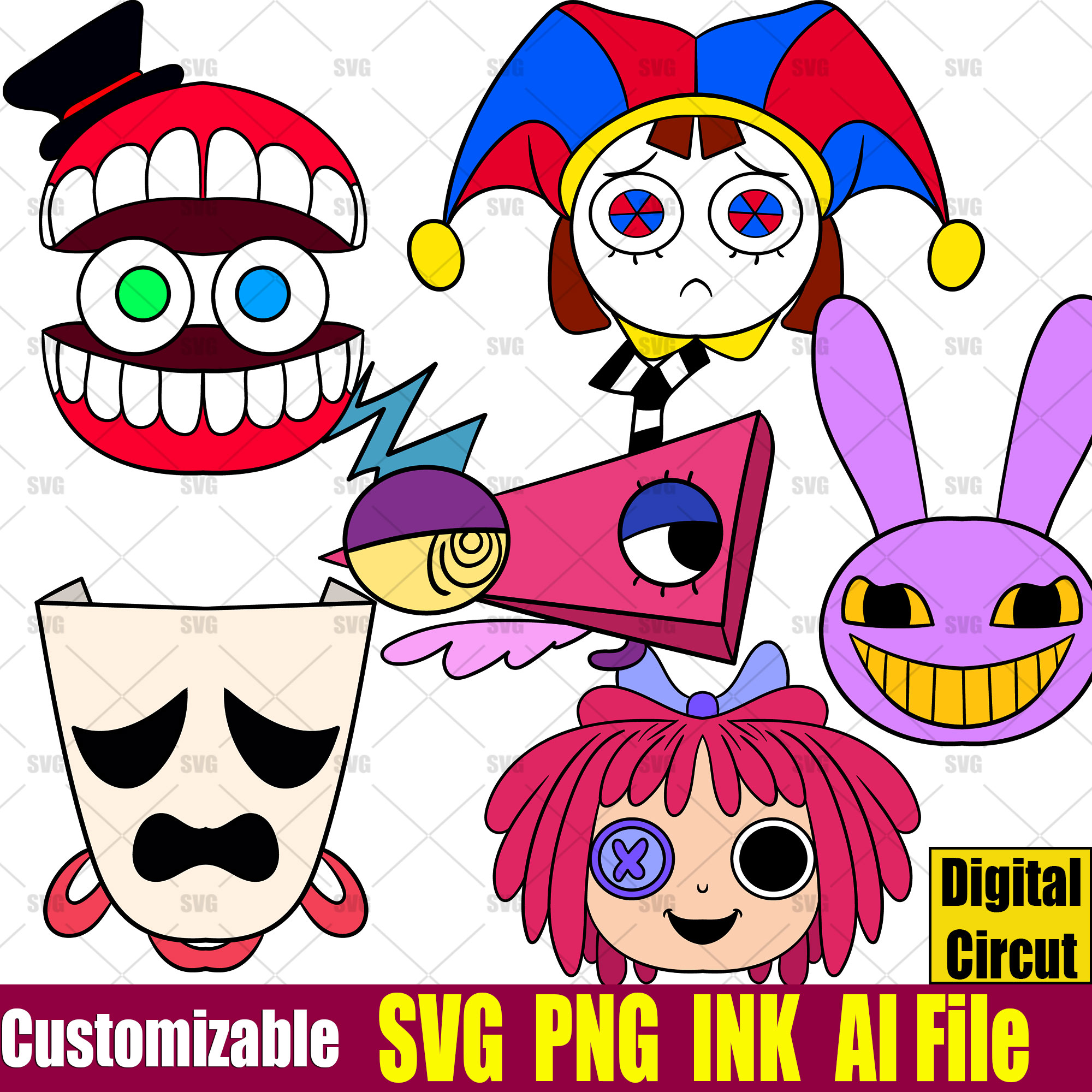 Jax SVG, Zooble SVG, Ragatha SVG, Pomni SVG, Caine ink Png t | Inspire ...