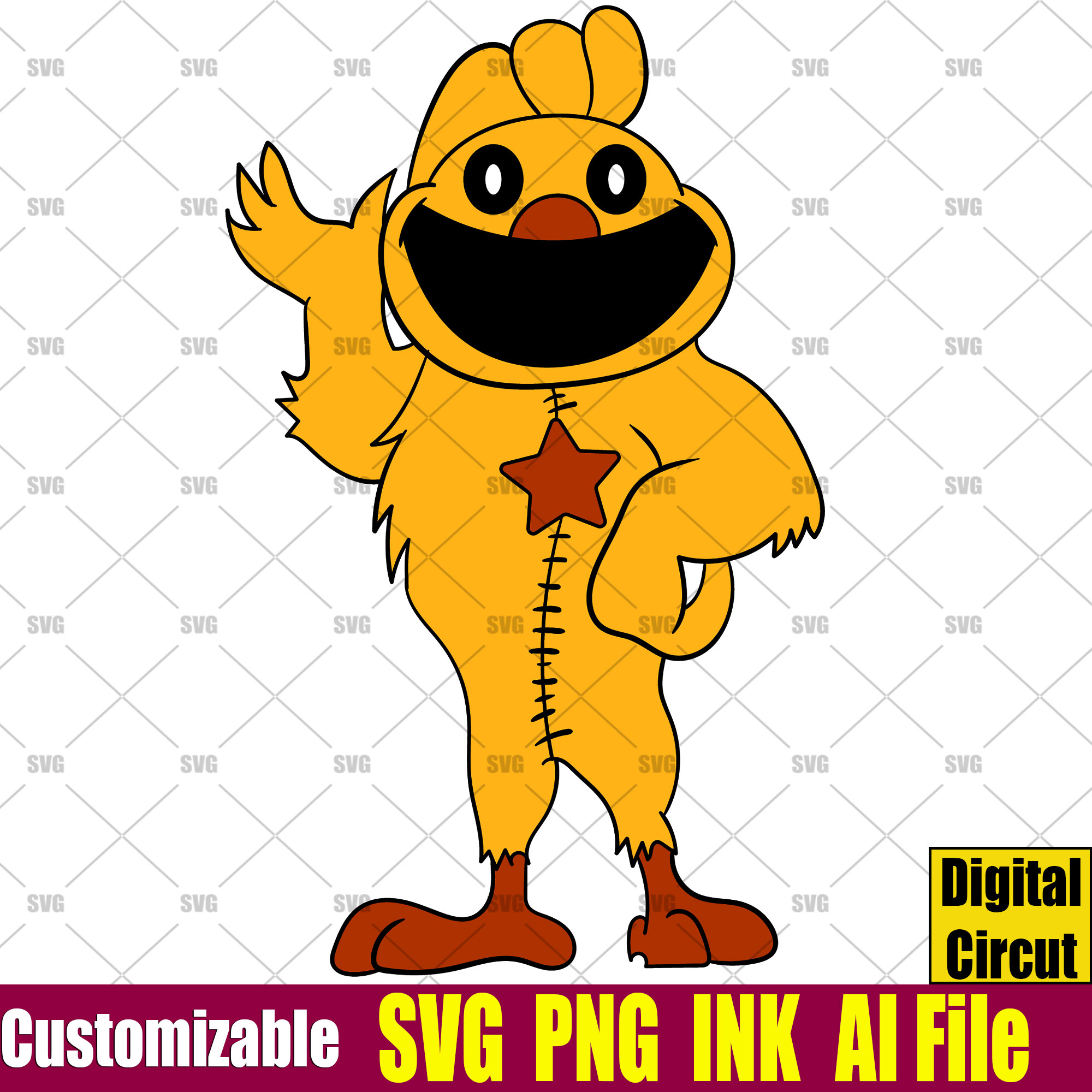 Kickin Chicken Monster SVG Humanized Coloring Pages Kickin Inspire Uplift
