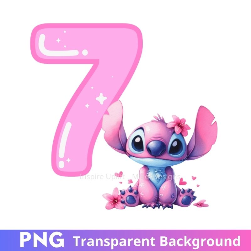 Stitch Angel 7th Birthday Seven PNG Image | Inspire Uplift