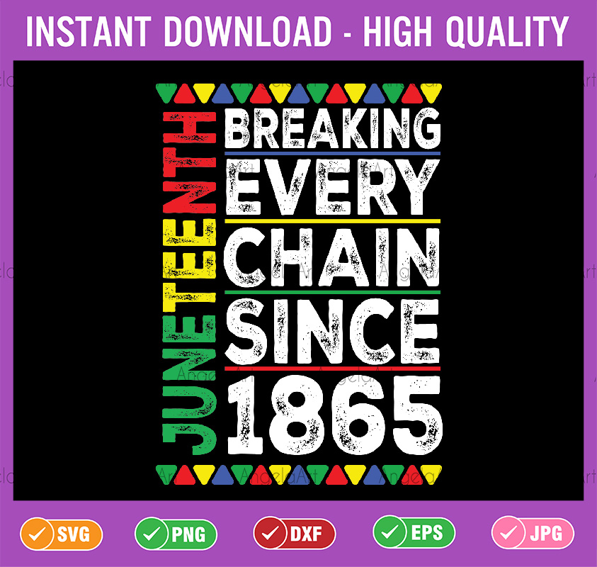 Juneteenth Breaking Every Chain Since 1865 Svg, Black Histor | Inspire ...