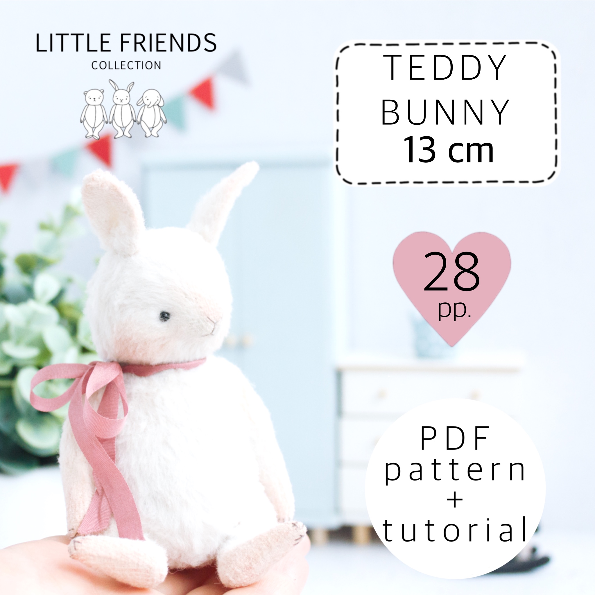 Miniature teddy bunny pattern, teddy bear sewing pattern, ar - Inspire ...