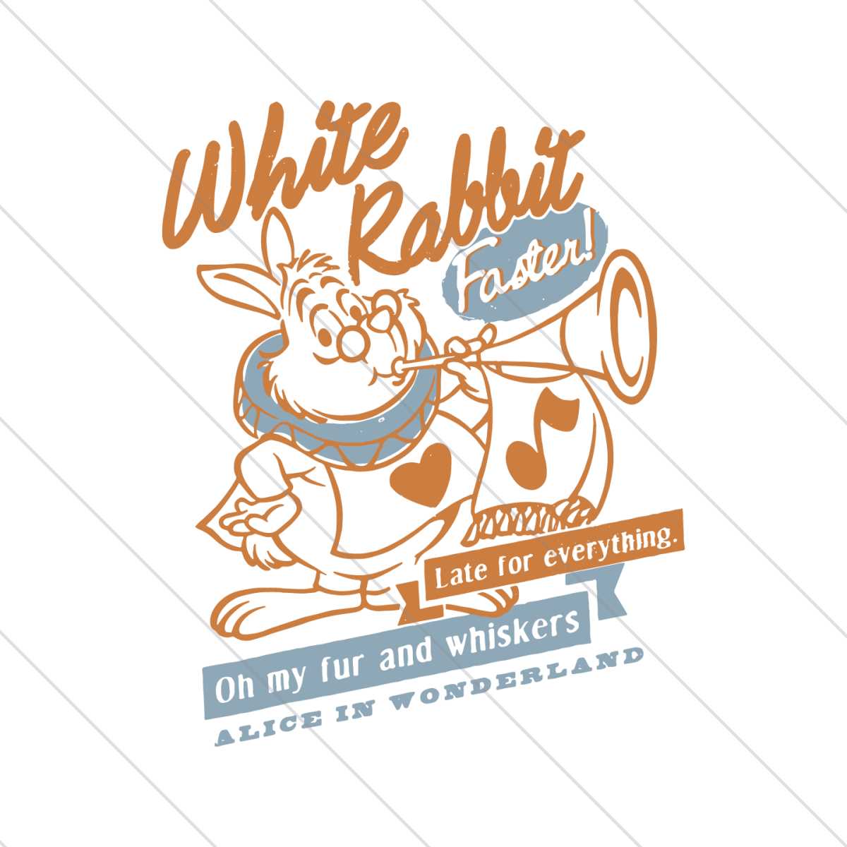 Retro Alice In Wonderland White Rabbit Faster SVG File Digit | Inspire ...