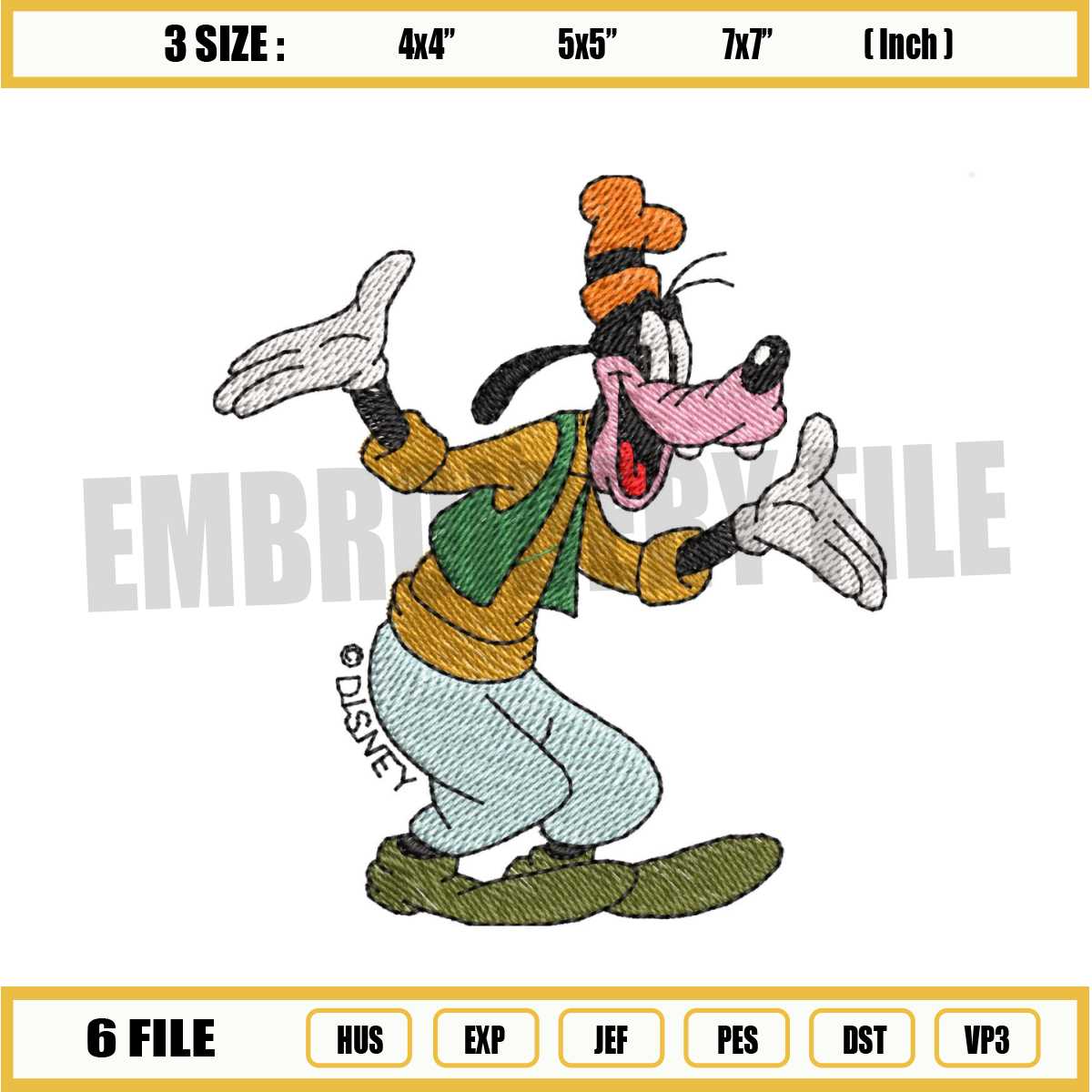 Goofy Design Embroidery File Png | Inspire Uplift