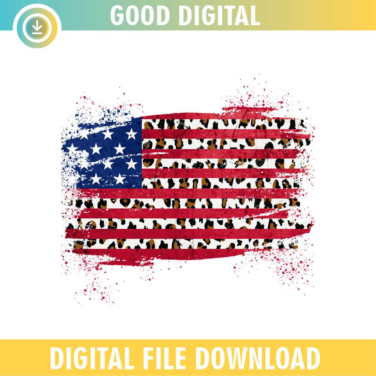 Distressed Grunge Leopard Print American Flag PNG | Inspire Uplift