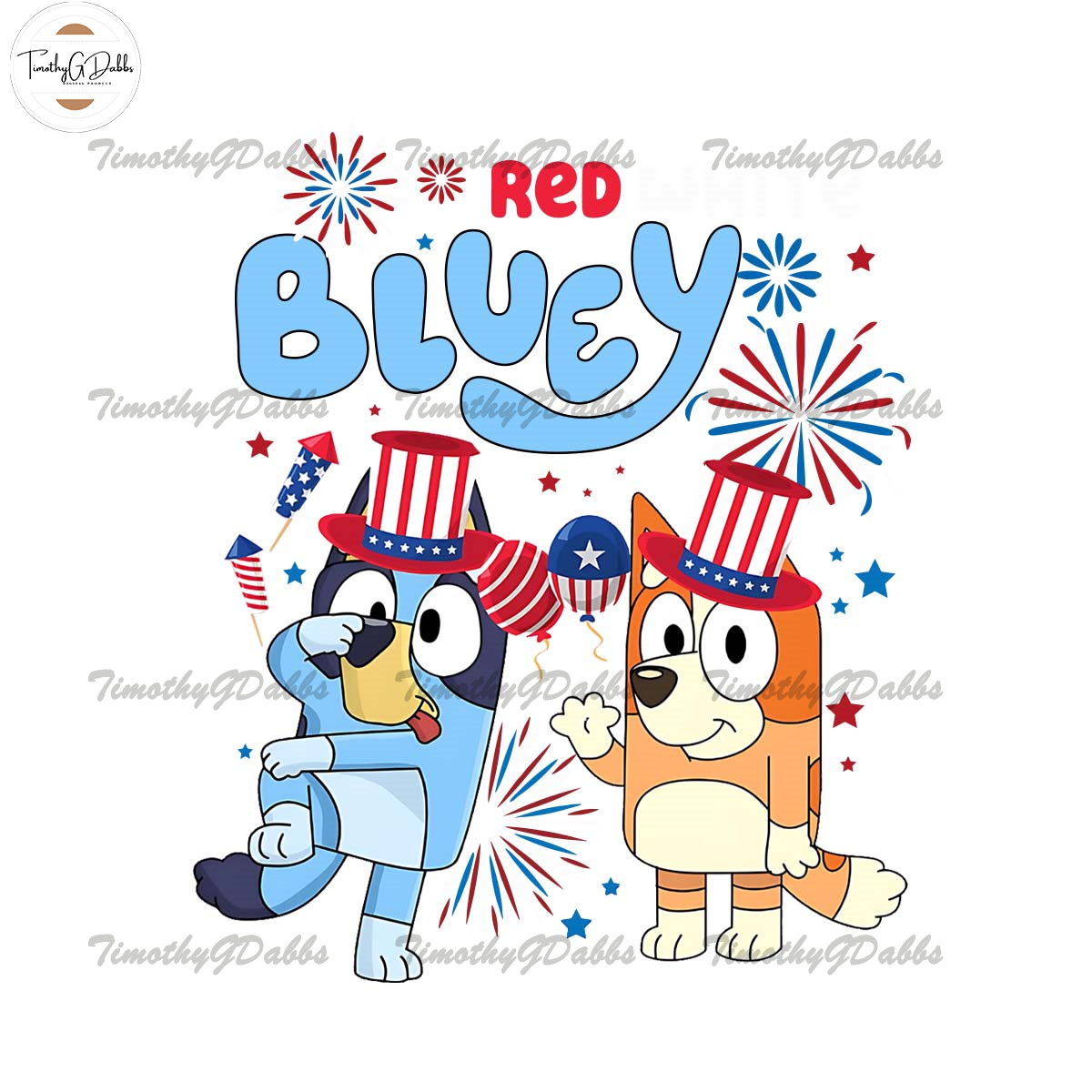 Red Bluey Happy 4th Of July PNG | Inspire Uplift