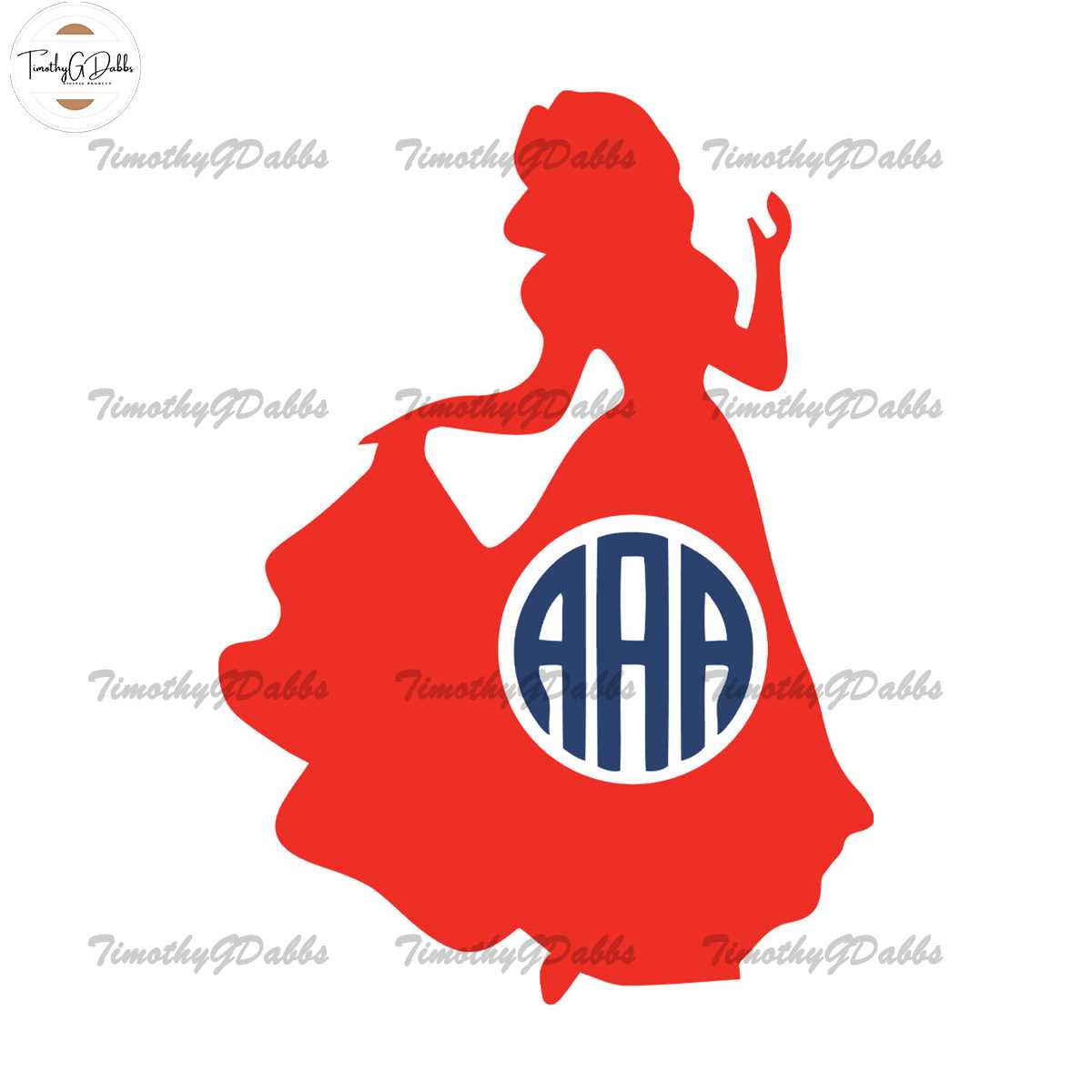Princess Monogram Princess Red Silhouette Monogram SVG | Inspire Uplift