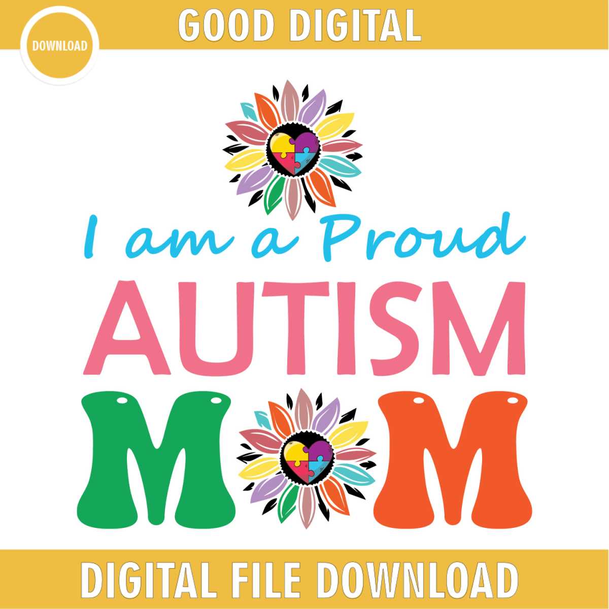 I Am A Proud Autism Mom Sunflower Puzzle SVG | Inspire Uplift