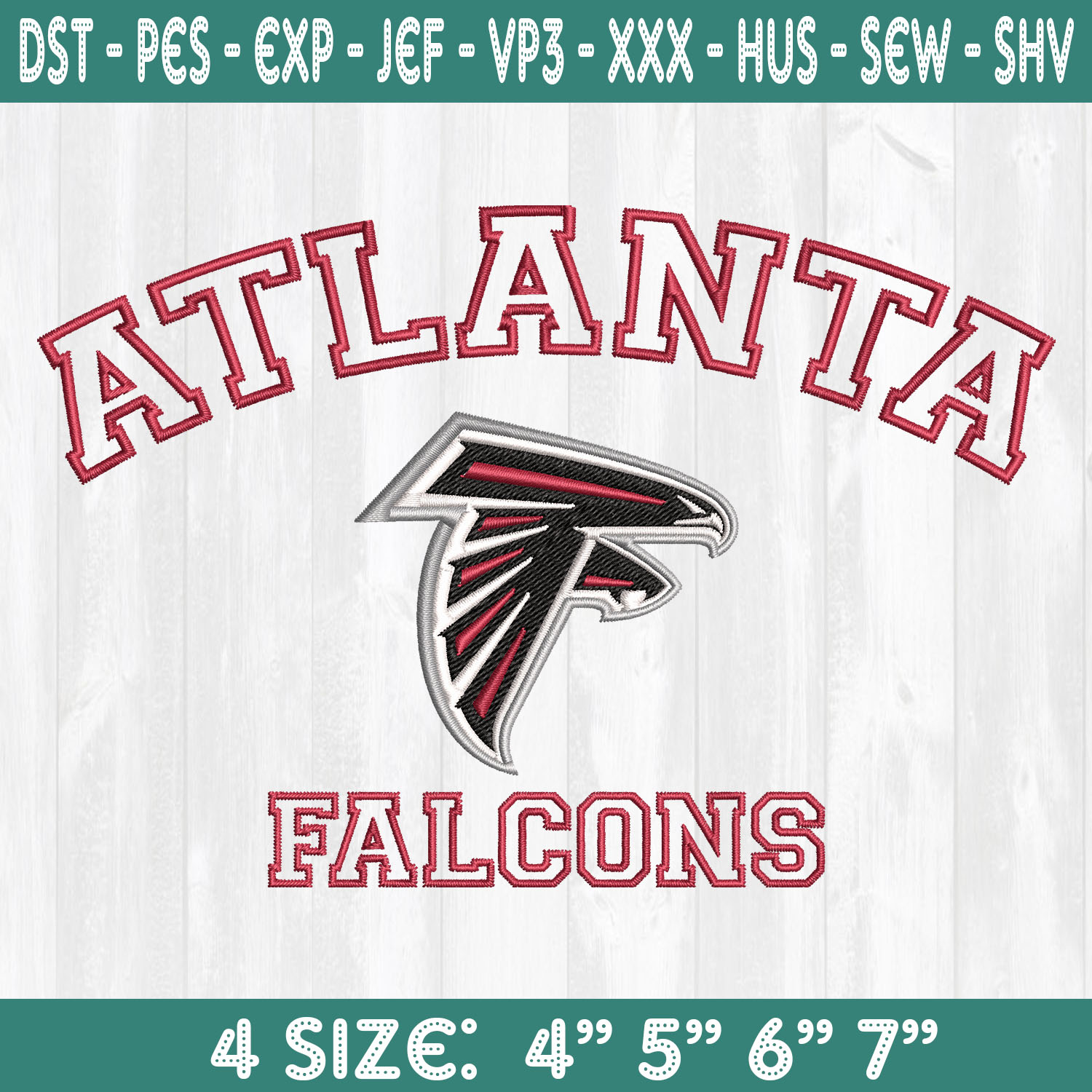 Atlanta Falcons Embroidered Patch - 3.75 Inches - Free Shipping