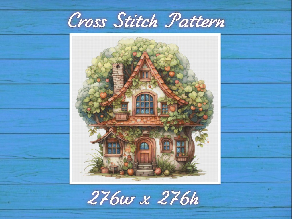 Cottage in Garden Cross Stitch Pattern PDF Counted House Vil - Inspire ...