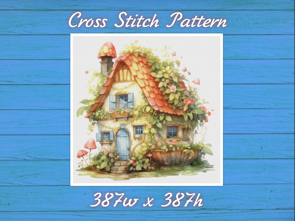 Cottage in Garden Cross Stitch Pattern PDF Counted House Vil - Inspire ...