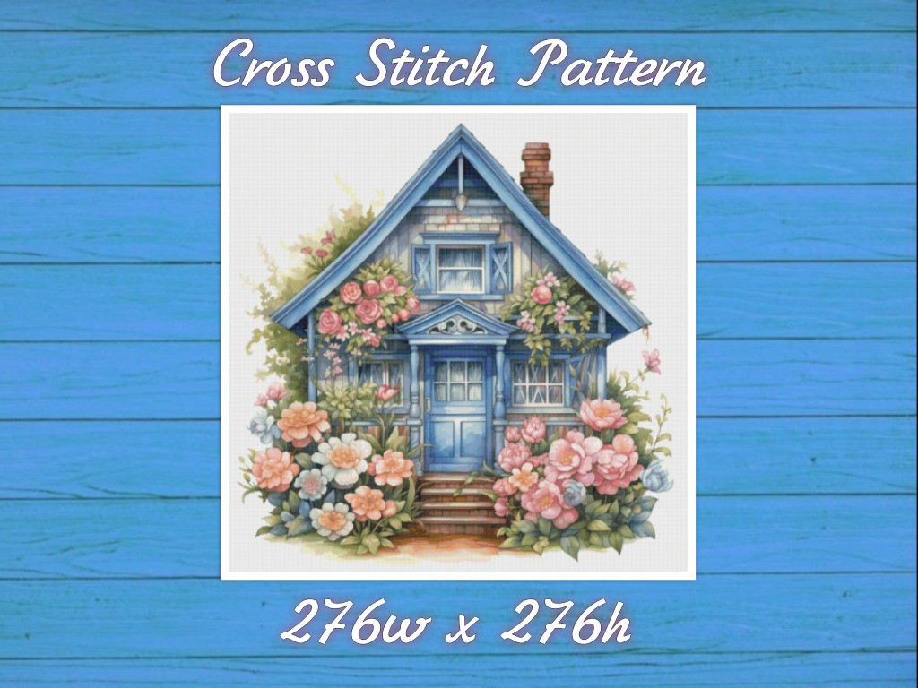 Cottage in Flowers Cross Stitch Pattern PDF Counted House Vi | Inspire ...