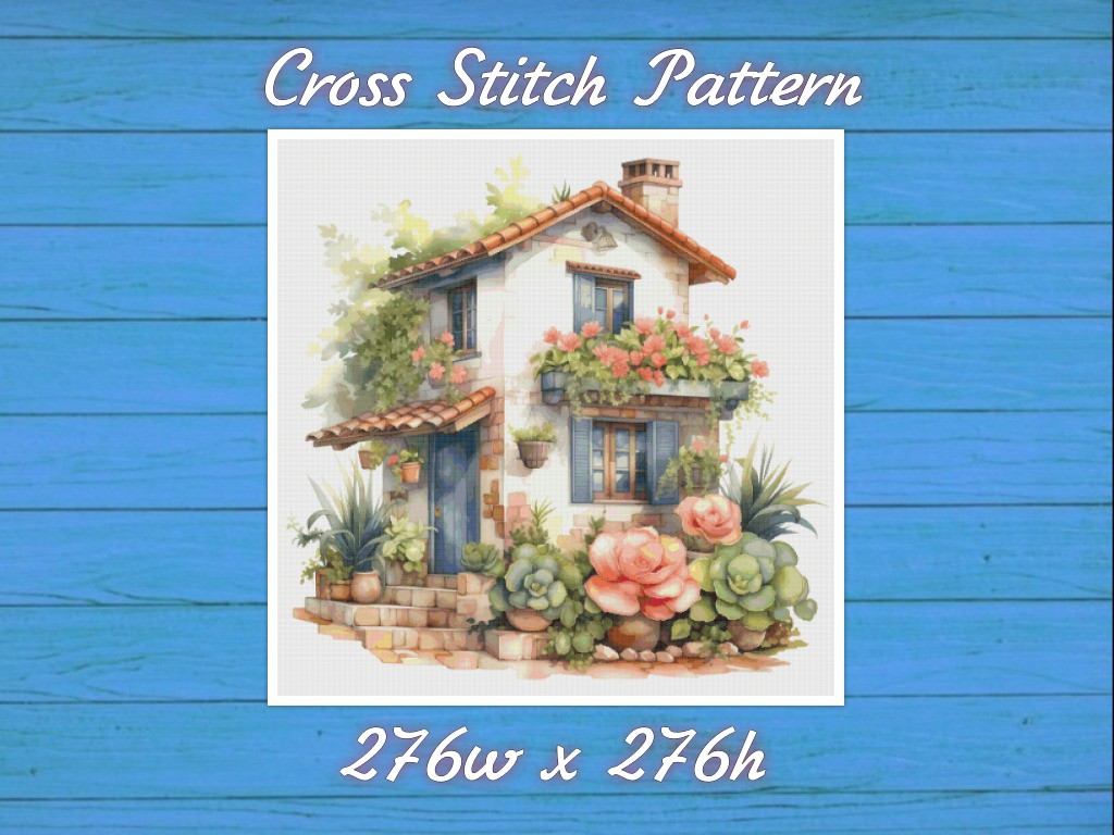 Cottage with Roses Cross Stitch Pattern PDF House Village - | Inspire ...