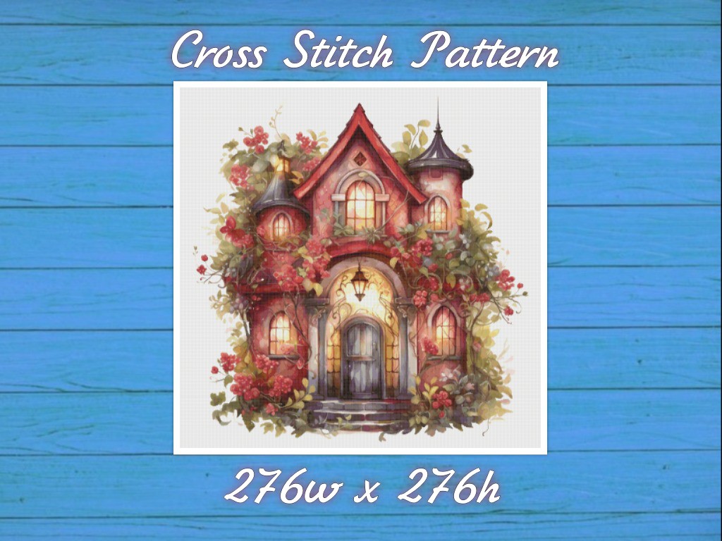 Cottage in Flowers Cross Stitch Pattern PDF Counted House Vi | Inspire ...
