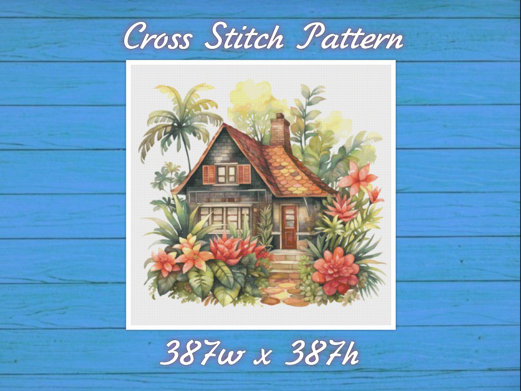 Cottage in Flowers Cross Stitch Pattern PDF Counted House Vi | Inspire ...
